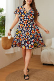 Large Size Print Loose Short Sleeve Dress