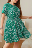 Large Size Ruffle Edge Printed Dress