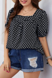 Large Round Neck Polka Dot Chiffon Shirt