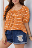 Large Round Neck Polka Dot Chiffon Shirt