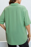 Summer Green V-Neck Loose Short Sleeve Shirt