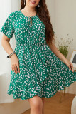 Large Size Ruffle Edge Printed Dress