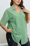 Summer Green V-Neck Loose Short Sleeve Shirt