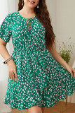 Large Size Ruffle Edge Printed Dress