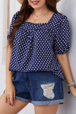 Large Round Neck Polka Dot Chiffon Shirt