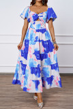 Flower Hollowed Out Off Shoulder Printed Dress