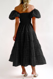 Summer One Shoulder Bubble Sleeve Dress