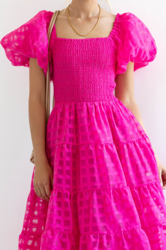 Summer One Shoulder Bubble Sleeve Dress