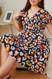 Large Size Print Loose Short Sleeve Dress