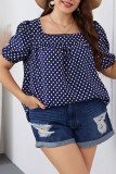 Large Round Neck Polka Dot Chiffon Shirt