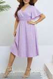 V-Neck Purple Loose Plus Size Dress
