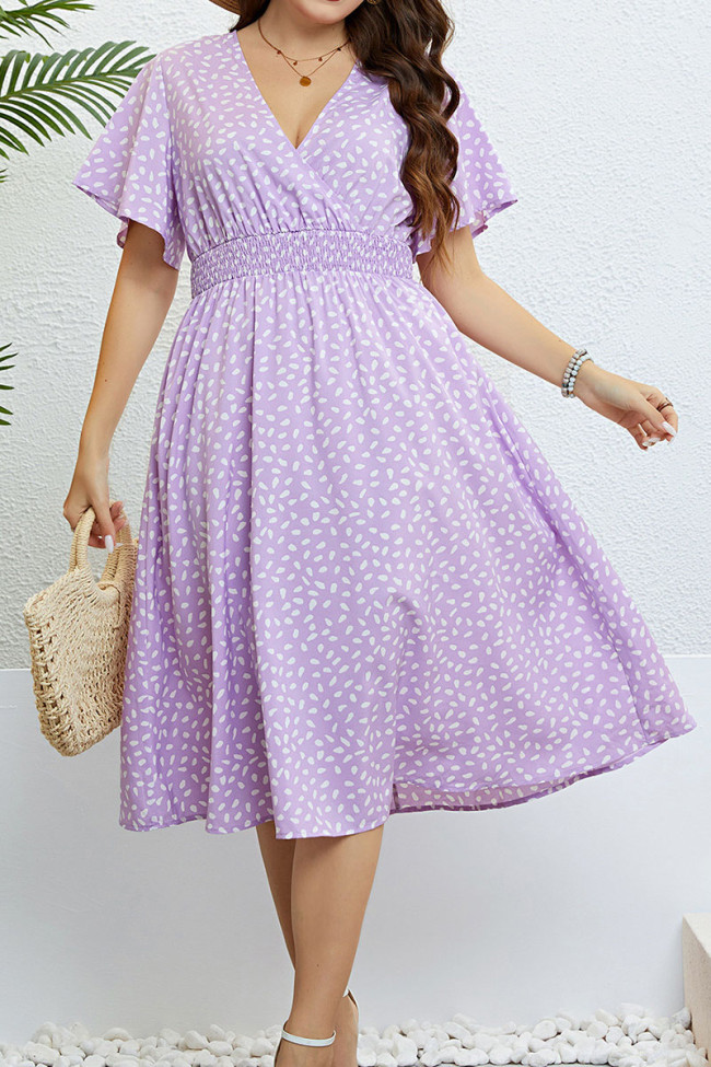 V-Neck Purple Loose Plus Size Dress