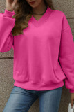 Solid Color V-Neck Plus Plush Loose Hoodie