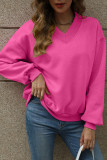 Solid Color V-Neck Plus Plush Loose Hoodie