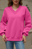 Solid Color V-Neck Plus Plush Loose Hoodie
