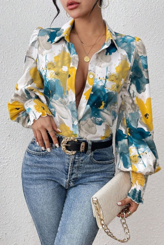 Lapel Bubble Long Sleeve Loose Shirt