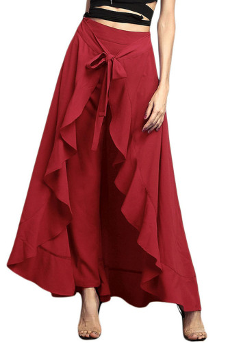 Chiffon Ruffled Irregular Trousers