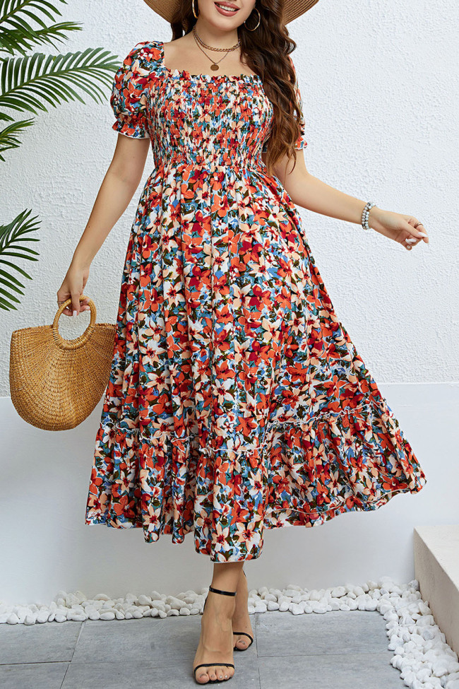 Summer Floral Print One Shoulder Dress