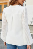 Solid Color V-Neck Lace Chiffon Shirt