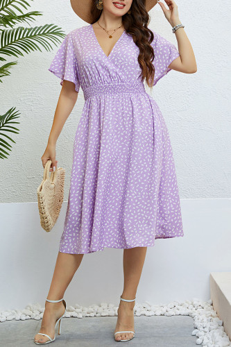 V-Neck Purple Loose Plus Size Dress