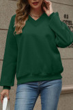 Solid Color V-Neck Plus Plush Loose Hoodie