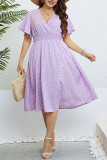 V-Neck Purple Loose Plus Size Dress