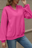 Solid Color V-Neck Plus Plush Loose Hoodie