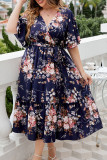Summer V-Neck Printed Plus Size Dress