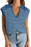 V-Neck Knitted Casual Striped Pullover Sweater
