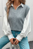 Grey V-Neck Pullover Knitted Vest