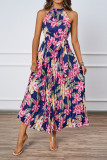 Hanging Neck Big Swing Printed Dress