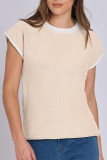 Round Neck Knitted Striped Contrasting Sweater