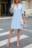 Solid Color Jacquard Five Quarter Sleeve Dress