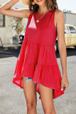 Solid Color Sleeveless Front Short Back Top