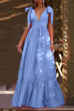 V-Neck Strap Ruffle Edge Dress