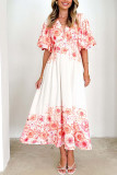 Spring/Summer Bubble Sleeve V-Neck Dress