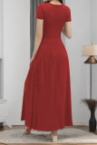 Summer Round Neck Solid Color Dress