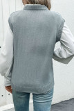 Grey V-Neck Pullover Knitted Vest