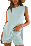 Knitted Sleeveless Shorts Sweater Two-Piece Set