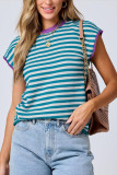 Round Neck Knitted Striped Contrasting Sweater