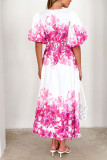 Spring/Summer Bubble Sleeve V-Neck Dress