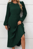 Long Sleeved Pleated High Waisted Dress