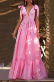 V-Neck Strap Ruffle Edge Dress