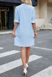 Solid Color Jacquard Five Quarter Sleeve Dress
