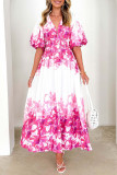 Spring/Summer Bubble Sleeve V-Neck Dress