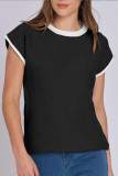 Round Neck Knitted Striped Contrasting Sweater