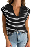V-Neck Knitted Casual Striped Pullover Sweater
