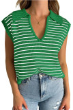 V-Neck Knitted Casual Striped Pullover Sweater