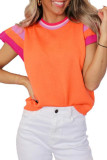 Round Neck Knitted Sweet Short Sleeved Sweater