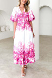 Spring/Summer Bubble Sleeve V-Neck Dress